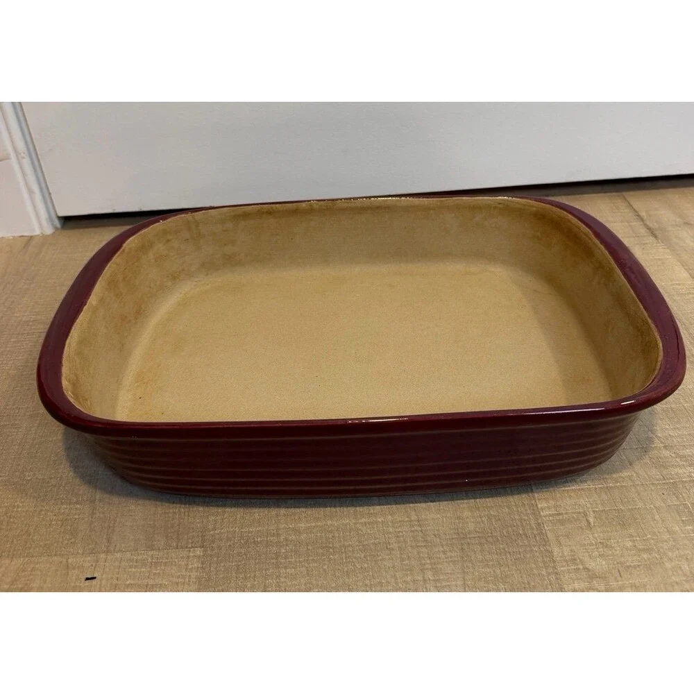 Pampered Chef Stone Rectangular Baker Cranberry 9x13 Baker Stoneware Stone Casse